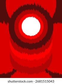Atrevido diseño de póster ikat con flujo en zigzag borroso en rojo escarlata y brillante. Fuerte, apasionado y expresivo sentimiento por los gráficos de arte moderno, la marca tecnológica y la ilustración.