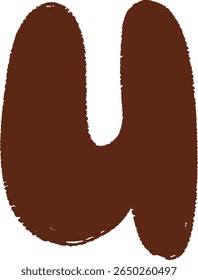 Bold illustration of the lowercase letter "u" in a brown brushstroke style	