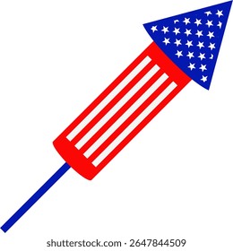 Bold Independence Day Rocket with American Flag Colors