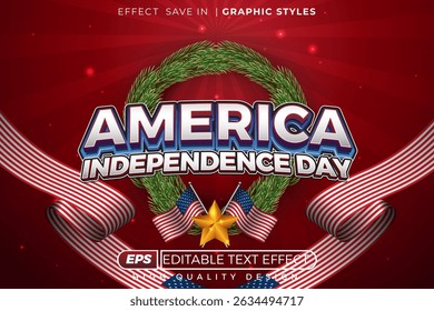 Bold Independence Day Text Effect. america flag