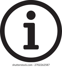 Icono de información en negrita dentro del contorno circular limpio