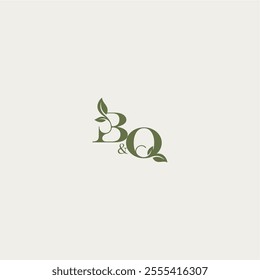 bold initial concept luxury wedding monogram design BQ organic leaf logo letter