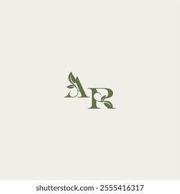 bold initial concept luxury wedding monogram design AR organic leaf logo letter