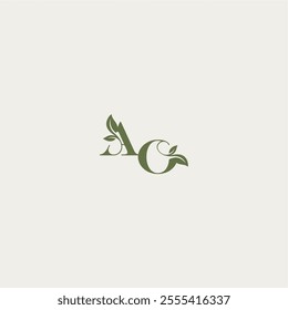 bold initial concept luxury wedding monogram design AO organic leaf logo letter