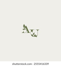 bold initial concept luxury wedding monogram design AU organic leaf logo letter