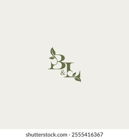 bold initial concept luxury wedding monogram design BL organic leaf logo letter