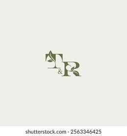 bold initial concept luxury wedding monogram design TR organic leaf logo letter