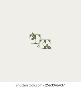 bold initial concept luxury wedding monogram design TT organic leaf logo letter