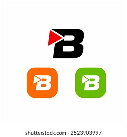 Bold initial letter B logo design with play sign.
