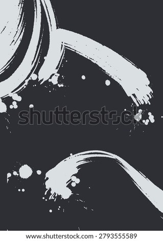 Bold ink brush swirl with splashes background, expressive minimalist vector design for posters, branding, and modern art projects.