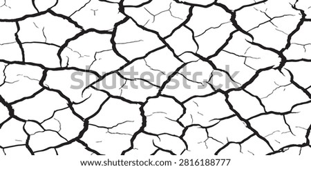A bold interlocking dry mud crack map presenting thick, prominent division lines that mimic cracked desert tiles and parched clay blocks. Great asset choice for eco-focused awareness banners, structural geology layouts, and high-impact abstract packaging prints.