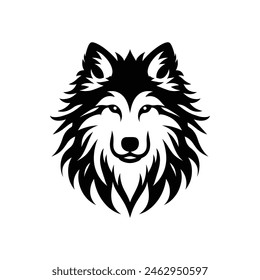 Bold and Intimidating Wolf Face Silhouette Design