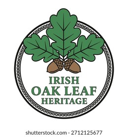 Un audaz emblema de la hoja de roble irlandesa que representa la fuerza, el patrimonio y las profundas raíces culturales. Con líneas limpias y tonos verdes naturales, este diseño es perfecto para obras de arte del orgullo irlandés, símbolos de la naturaleza y