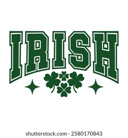 Bold Irish Text with Shamrock Accents - St. Patrick's Day Design