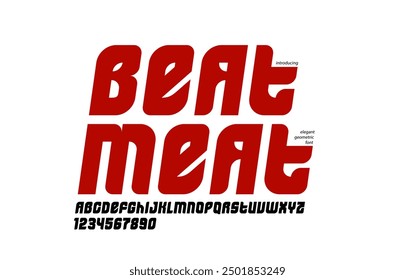 Bold italic sans serif display font for logos headers or slogans, vector thick and heavy geometric typeface, uppercase letters alphabet with numbers, poster and advertising.