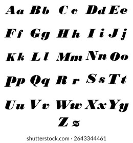 Bold italic script. Heavy serif font. Slanted typeface example. Vector text layout.