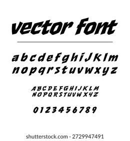 Alfabeto de fonte de vetor itálico em negrito com design de números