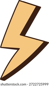 Perno de relámpago dentado audaz con contorno grueso y sombreado de dibujos animados. Símbolo de energía, potencia, Recargo, velocidad, choque, impacto y alerta. Ilustración vectorial de dibujos animados.