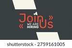 Bold Join Us We Are Hiring announcement with megaphone icon and dynamic typography. Eye-catching recruitment design ideal for job postings, HR campaigns, social media ads, and corporate hiring promotions