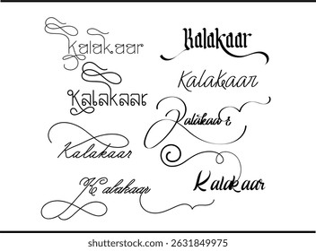 Bold Kalakaar Typography Logo - Classic Monogram Stock Vector, Kalakaar Handwritten Typography Logo