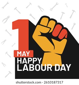 Bold Labour Day Fist Poster – May 1 Workers Celebration Graphic