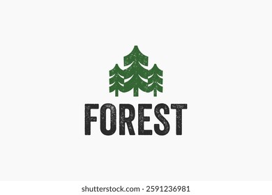 bold landscape forest symbol logo design vector illustration with vintage and modern styles. green tree, pine, fir, nature, outdoor and landscape symbol logo business vector design template 