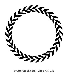 Bold Laurel Wreath, Black and White Circular Family Frame, Minimalist Logo Vector