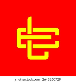 Bold LE Monogram Symbol in Yellow on Red Background – Modern Abstract Logo Design