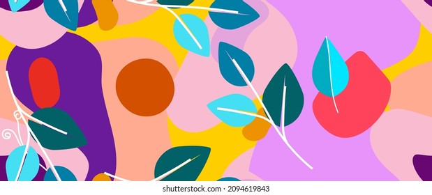 Bold Leaf Pattern. Tropical Leaf. Modern Motif. Jungle Print. Foliage Summer Seamless Pattern. Trending Vector Background. Artistic Botanical Surface. Abstract Plant. Bright Fashion. Contrast Drawing.