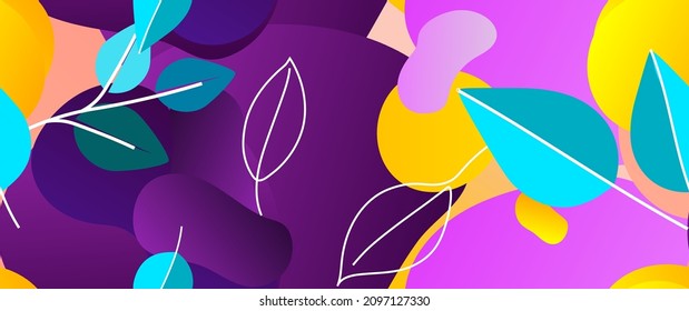 Bold Leaf Pattern. Tropical Leaf. Modern Motif. Jungle Print. Foliage Summer Seamless Pattern. Trending Vector Background. Artistic Botanical Surface. Abstract Plant. Bright Fashion. Contrast Drawing.