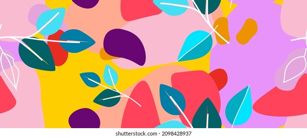 Bold Leaf Pattern. Tropical Leaf. Modern Motif. Jungle Print. Foliage Summer Seamless Pattern. Trending Vector Background. Artistic Botanical Surface. Abstract Plant. Bright Fashion. Contrast Drawing.
