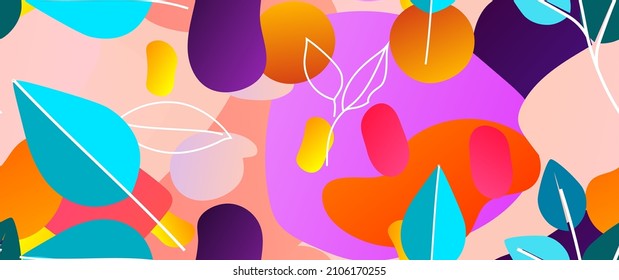 Bold Leaf Pattern. Tropical Leaf. Modern Motif. Jungle Print. Foliage Summer Seamless Pattern. Trending Vector Background. Artistic Botanical Surface. Abstract Plant. Bright Fashion. Contrast Drawing.