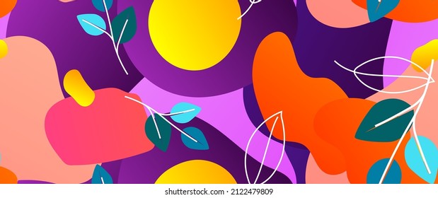 Bold Leaf Pattern. Tropical Leaf. Modern Motif. Jungle Print. Foliage Summer Seamless Pattern. Trending Vector Background. Artistic Botanical Surface. Abstract Plant. Bright Fashion. Contrast Drawing.