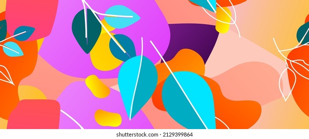 Bold Leaf Pattern. Tropical Leaf. Modern Motif. Jungle Print. Foliage Summer Seamless Pattern. Trending Vector Background. Artistic Botanical Surface. Abstract Plant. Bright Fashion. Contrast Drawing.