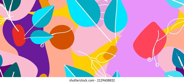 Bold Leaf Pattern. Tropical Leaf. Modern Motif. Jungle Print. Foliage Summer Seamless Pattern. Trending Vector Background. Artistic Botanical Surface. Abstract Plant. Bright Fashion. Contrast Drawing.
