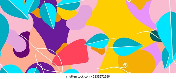 Bold Leaf Pattern. Tropical Leaf. Modern Motif. Jungle Print. Foliage Summer Seamless Pattern. Trending Vector Background. Artistic Botanical Surface. Abstract Plant. Bright Fashion. Contrast Drawing.