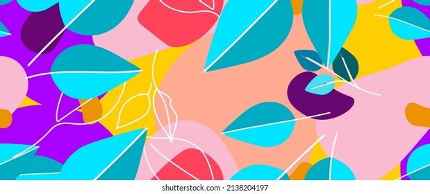 Bold Leaf Pattern. Tropical Leaf. Modern Motif. Jungle Print. Foliage Summer Seamless Pattern. Trending Vector Background. Artistic Botanical Surface. Abstract Plant. Bright Fashion. Contrast Drawing.