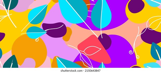 Bold Leaf Pattern. Tropical Leaf. Modern Motif. Jungle Print. Foliage Summer Seamless Pattern. Trending Vector Background. Artistic Botanical Surface. Abstract Plant. Bright Fashion. Contrast Drawing.
