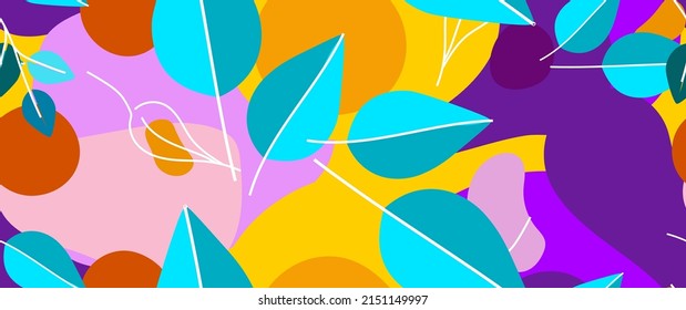Bold Leaf Pattern. Tropical Leaf. Modern Motif. Jungle Print. Foliage Summer Seamless Pattern. Trending Vector Background. Artistic Botanical Surface. Abstract Plant. Bright Fashion. Contrast Drawing.