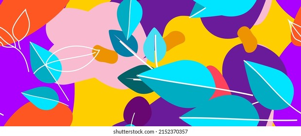 Bold Leaf Pattern. Tropical Leaf. Modern Motif. Jungle Print. Foliage Summer Seamless Pattern. Trending Vector Background. Artistic Botanical Surface. Abstract Plant. Bright Fashion. Contrast Drawing.