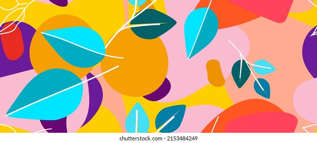 Bold Leaf Pattern. Tropical Leaf. Modern Motif. Jungle Print. Foliage Summer Seamless Pattern. Trending Vector Background. Artistic Botanical Surface. Abstract Plant. Bright Fashion. Contrast Drawing.