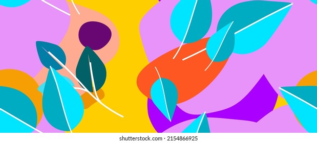 Bold Leaf Pattern. Tropical Leaf. Modern Motif. Jungle Print. Foliage Summer Seamless Pattern. Trending Vector Background. Artistic Botanical Surface. Abstract Plant. Bright Fashion. Contrast Drawing.