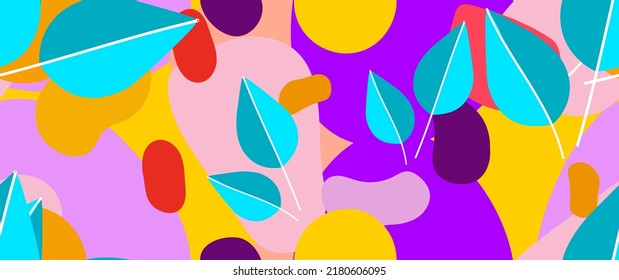 Patrón de hoja negrita. Hoja Tropical. Motif Moderno. Impresión de la jungla. Foliage Summer Seamless Pattern. Fondo del vector de tendencia. Superficie botánica artística. Planta Resumen. Moda brillante. Dibujo de contraste.