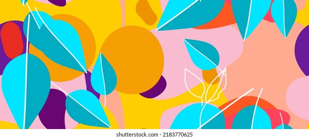 Bold Leaf Pattern. Tropical Leaf. Modern Motif. Jungle Print. Foliage Summer Seamless Pattern. Trending Vector Background. Artistic Botanical Surface. Abstract Plant. Bright Fashion. Contrast Drawing.