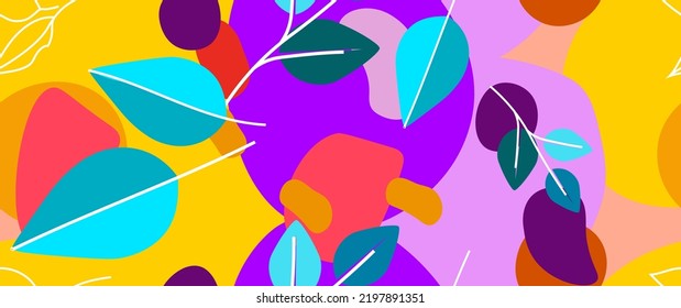 Bold Leaf Pattern. Tropical Leaf. Modern Motif. Jungle Print. Foliage Summer Seamless Pattern. Trending Vector Background. Artistic Botanical Surface. Abstract Plant. Bright Fashion. Contrast Drawing.