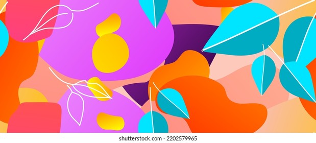 Bold Leaf Pattern. Tropical Leaf. Modern Motif. Jungle Print. Foliage Summer Seamless Pattern. Trending Vector Background. Artistic Botanical Surface. Abstract Plant. Bright Fashion. Contrast Drawing.