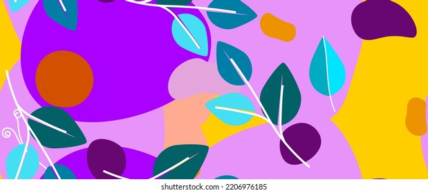 Patrón de hoja negrita. Hoja Tropical. Motif Moderno. Impresión de la jungla. Foliage Summer Seamless Pattern. Fondo del vector de tendencia. Superficie botánica artística. Planta Resumen. Moda brillante. Dibujo de contraste.