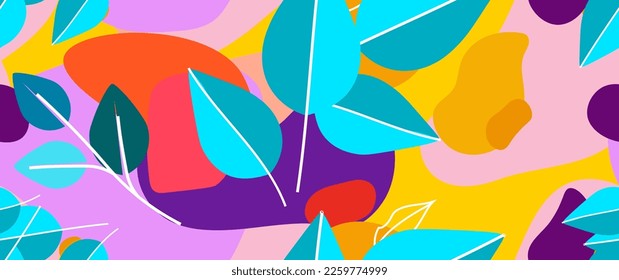Bold Leaf Pattern. Tropical Leaf. Modern Motif. Jungle Print. Foliage Summer Seamless Pattern. Trending Vector Background. Artistic Botanical Surface. Abstract Plant. Bright Fashion. Contrast Drawing.