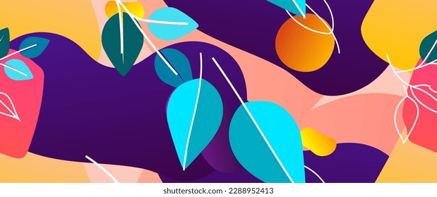 Bold Leaf Pattern. Tropical Leaf. Modern Motif. Jungle Print. Foliage Summer Seamless Pattern. Trending Vector Background. Artistic Botanical Surface. Abstract Plant. Bright Fashion. Contrast Drawing.