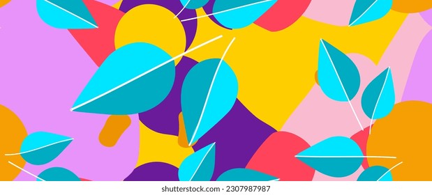 Bold Leaf Pattern. Tropical Leaf. Modern Motif. Jungle Print. Foliage Summer Seamless Pattern. Trending Vector Background. Artistic Botanical Surface. Abstract Plant. Bright Fashion. Contrast Drawing.